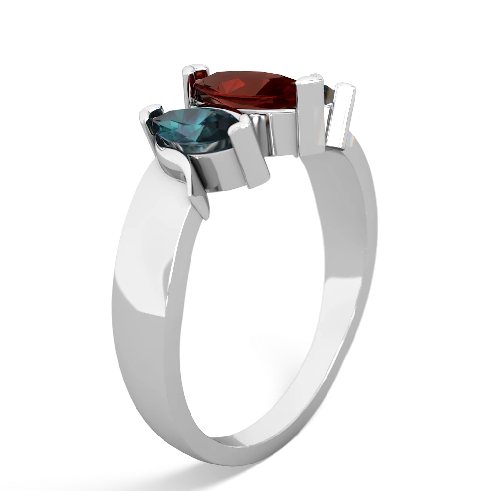 Garnet Three Peeks 14K White Gold ring R2433