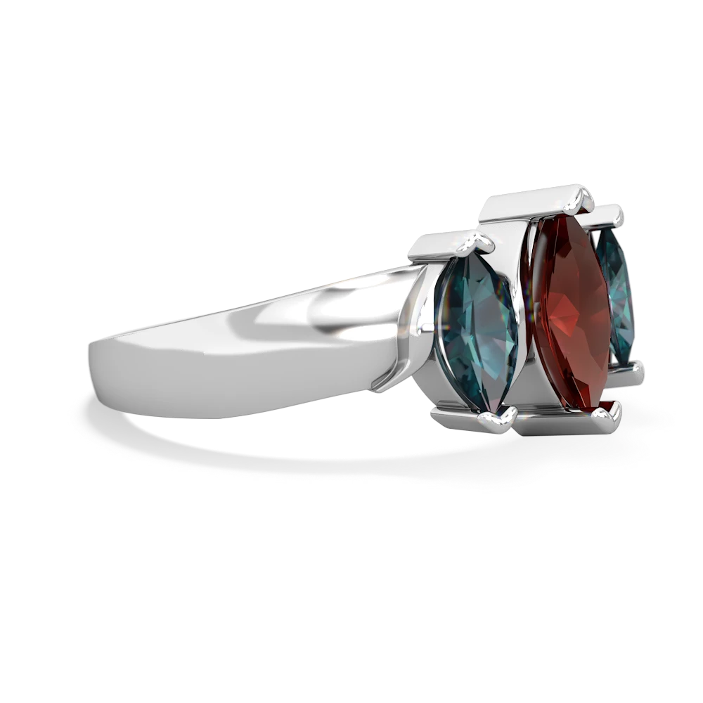 Garnet Three Peeks 14K White Gold ring R2433