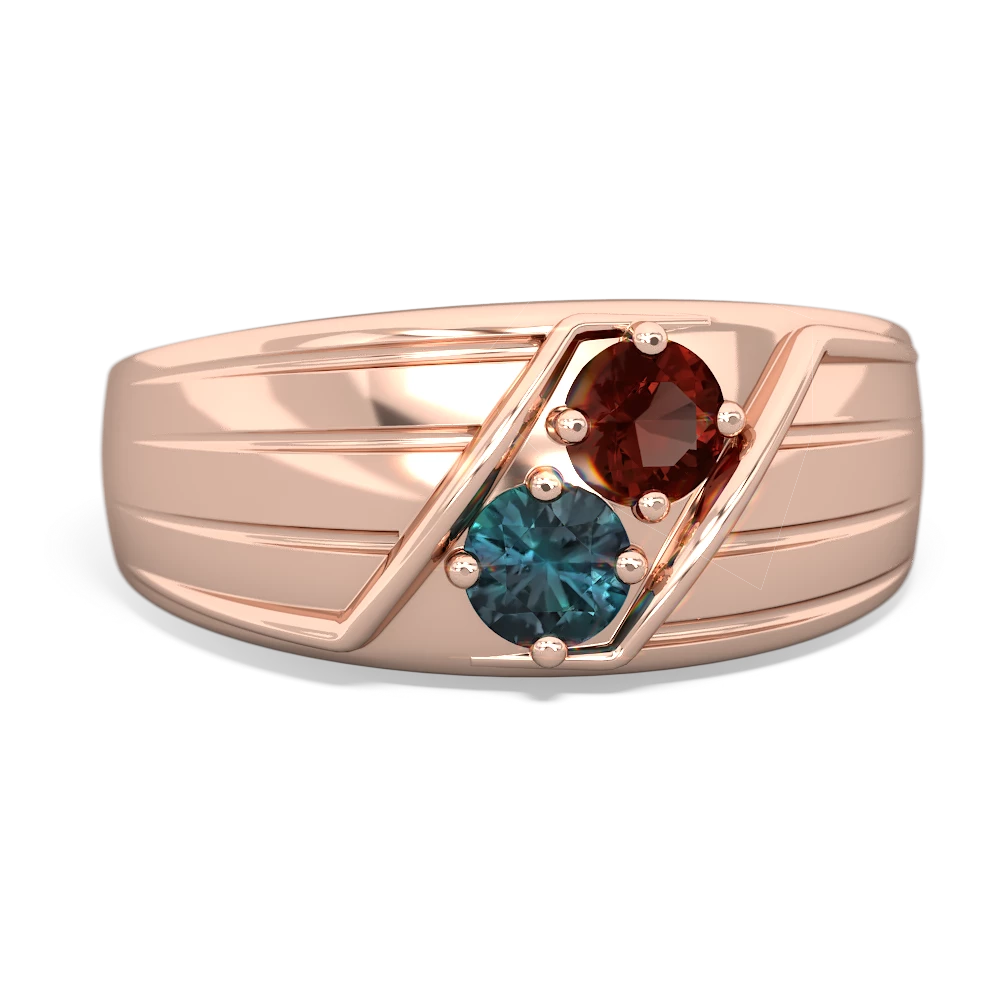 Garnet Men's Streamline 14K Rose Gold ring R0460