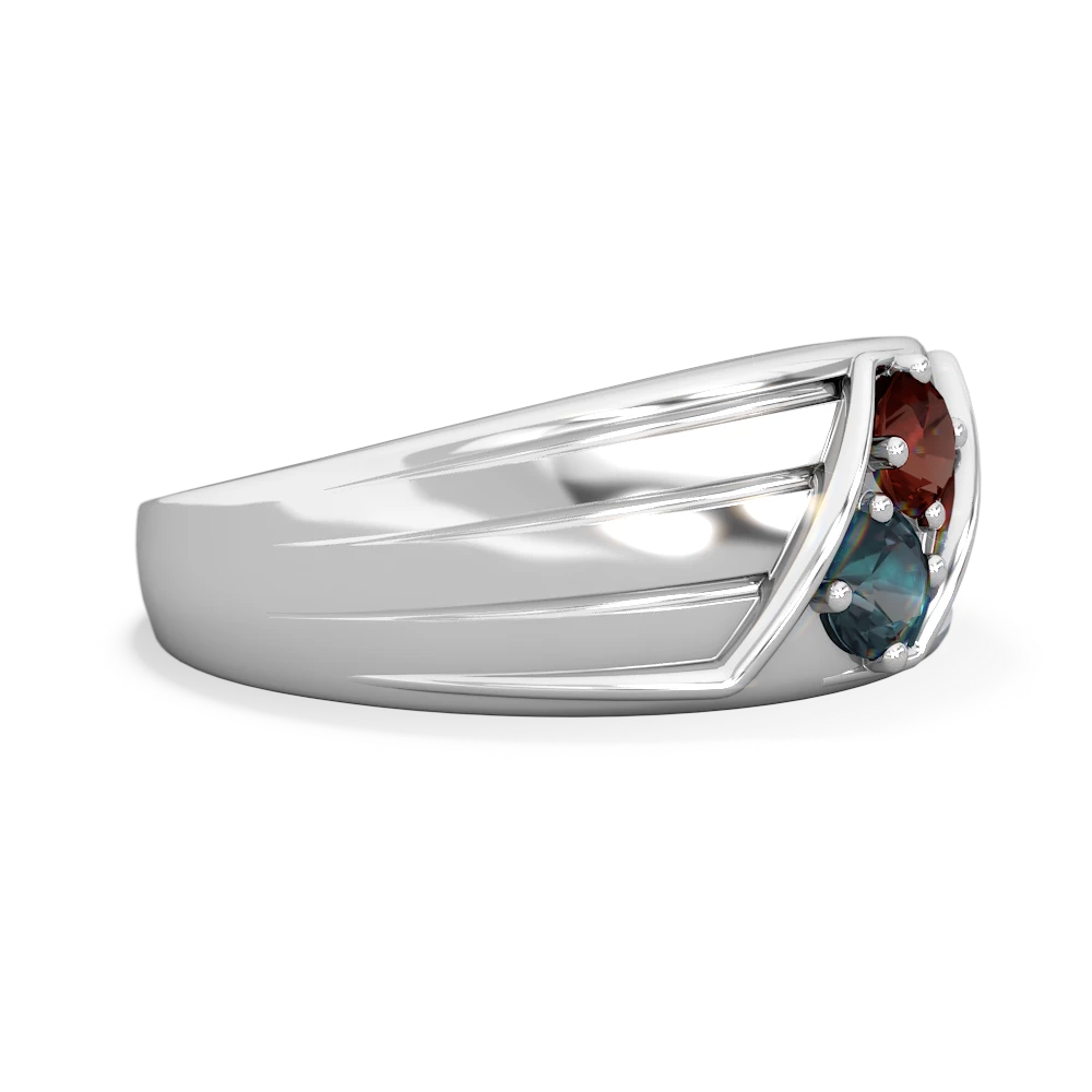 Garnet Men's Streamline 14K White Gold ring R0460