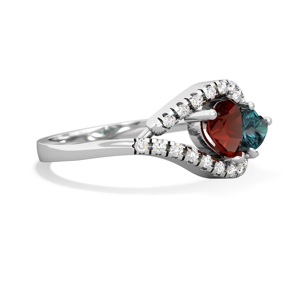 Garnet Mother And Child 14K White Gold ring R3010