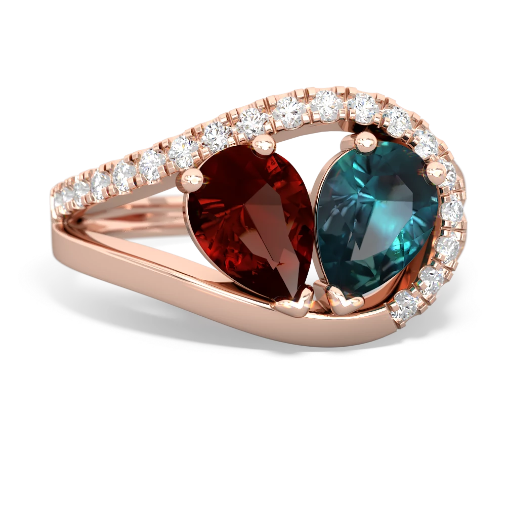 Garnet Nestled Heart Keepsake 14K Rose Gold ring R5650