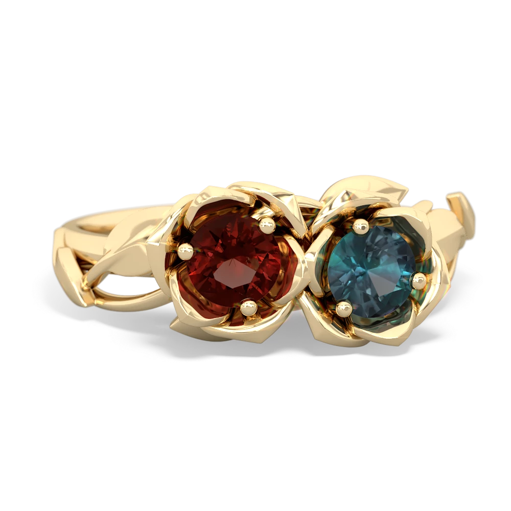 Garnet Rose Garden 14K Yellow Gold ring R5510