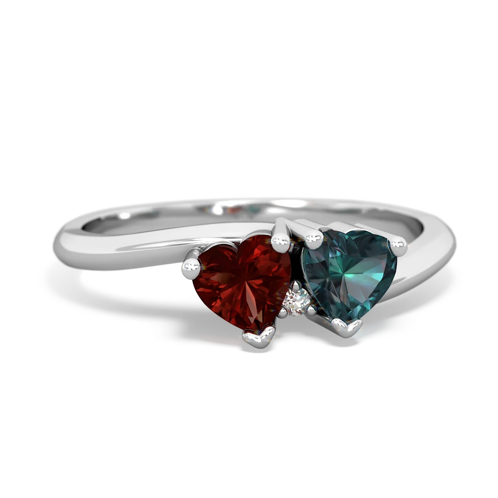 Garnet Sweethearts 14K White Gold ring R5260