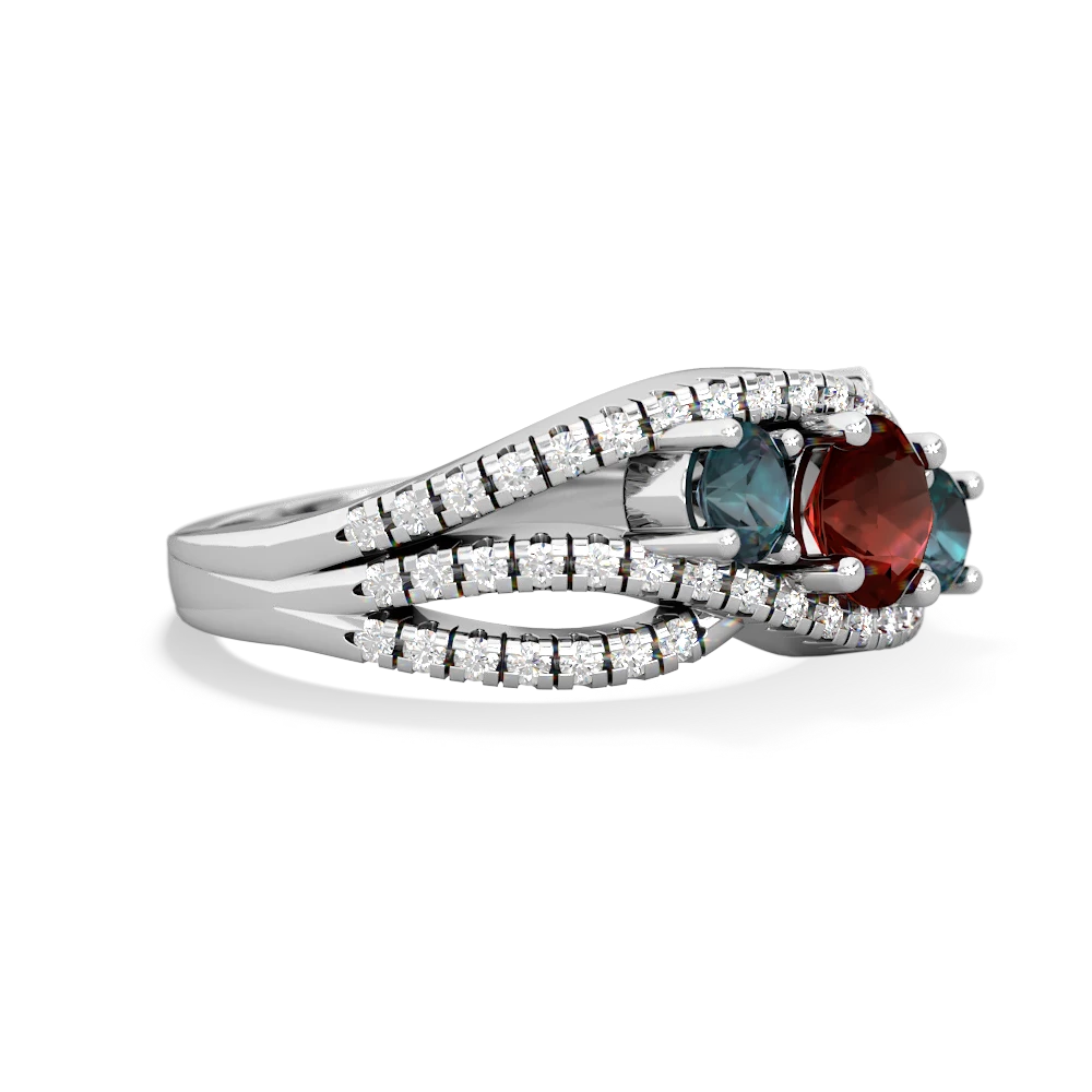 Garnet Three Stone Aurora 14K White Gold ring R3080