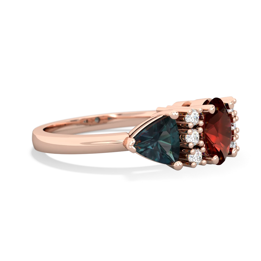 Garnet Antique Style Three Stone 14K Rose Gold ring R2186