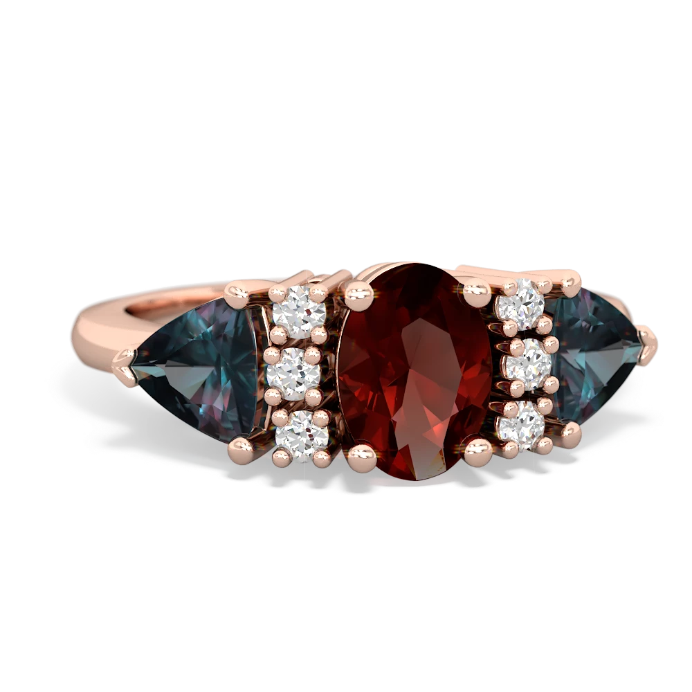 Garnet Antique Style Three Stone 14K Rose Gold ring R2186