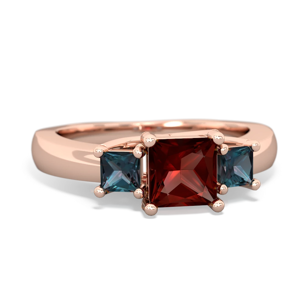 Garnet Three Stone Trellis 14K Rose Gold ring R4015