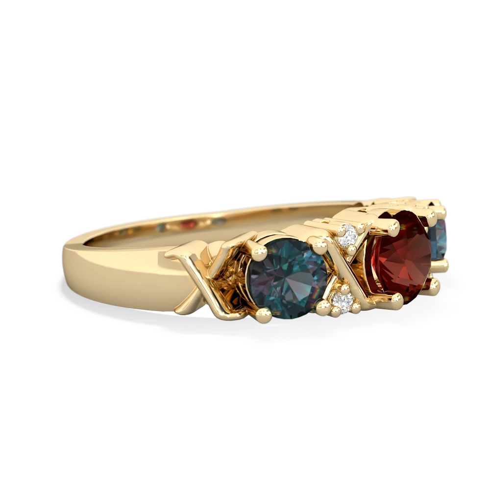 Garnet Hugs And Kisses 14K Yellow Gold ring R5016