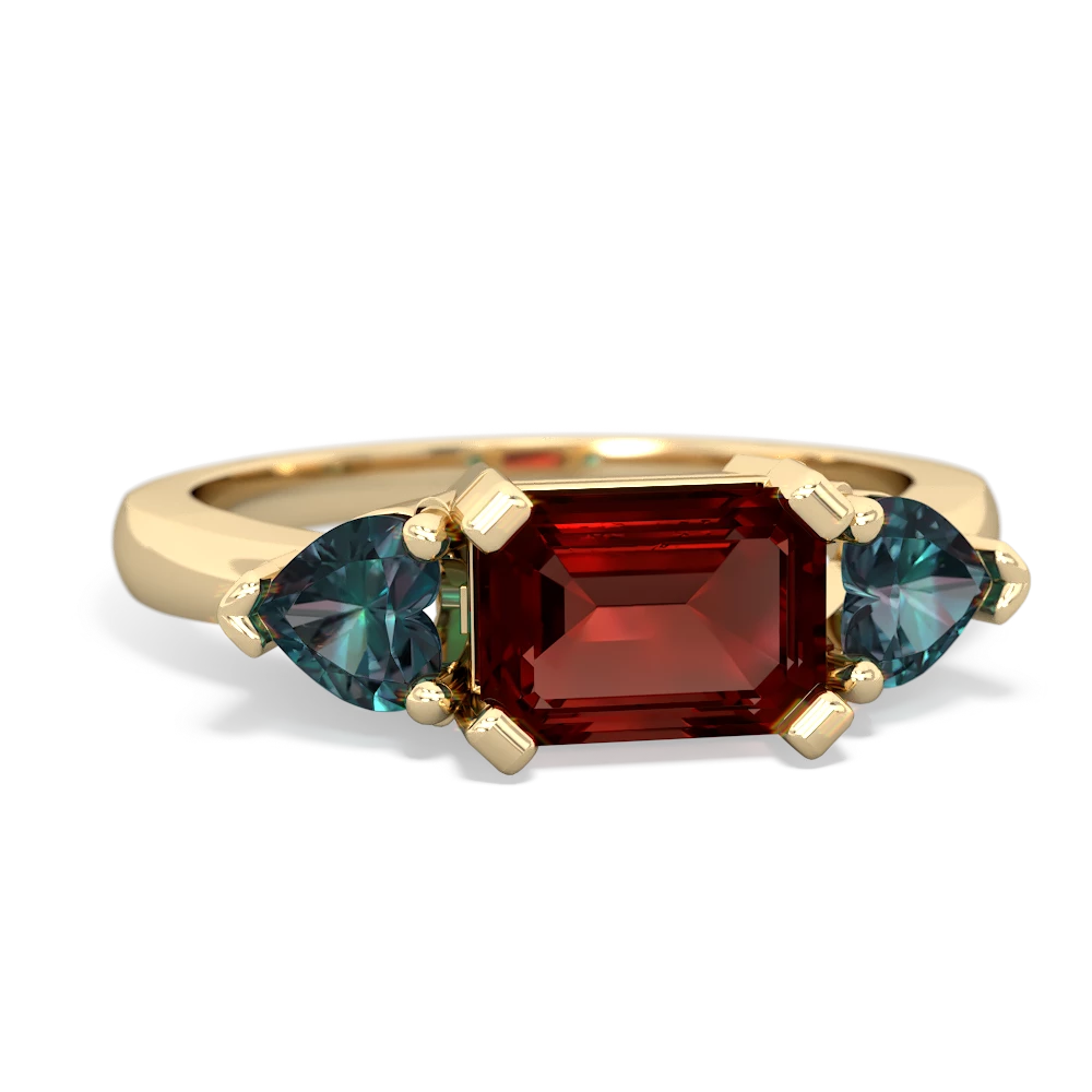 Garnet Three Stone 14K Yellow Gold ring R5235