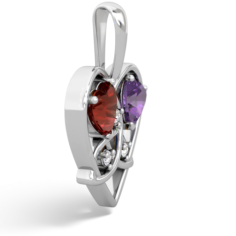 Garnet Celtic Trinity Heart 14K White Gold pendant P5331