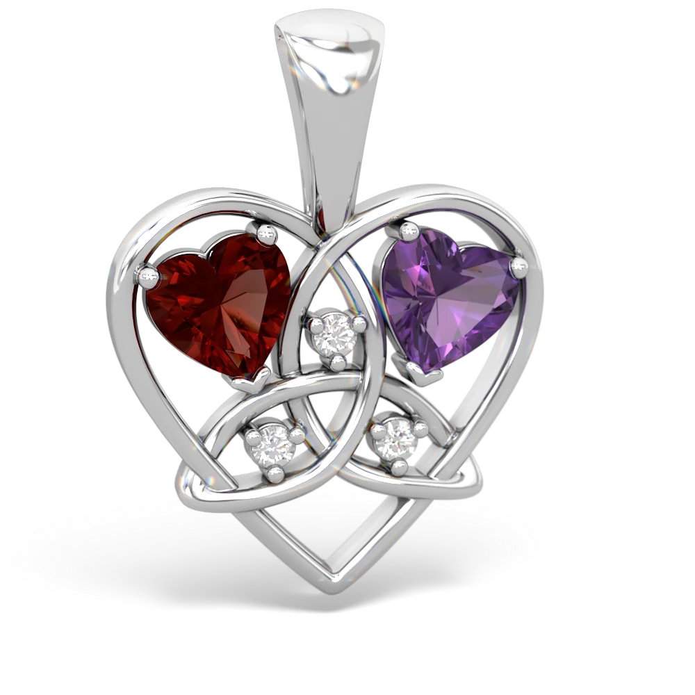 Garnet Celtic Trinity Heart 14K White Gold pendant P5331