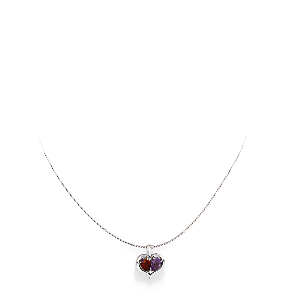 Garnet Two Become One 14K White Gold pendant P5330