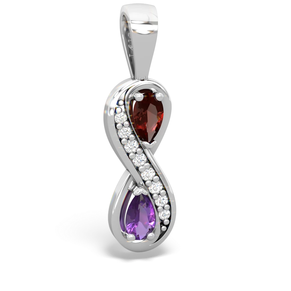 Garnet Diamond Infinity 14K White Gold pendant P5390