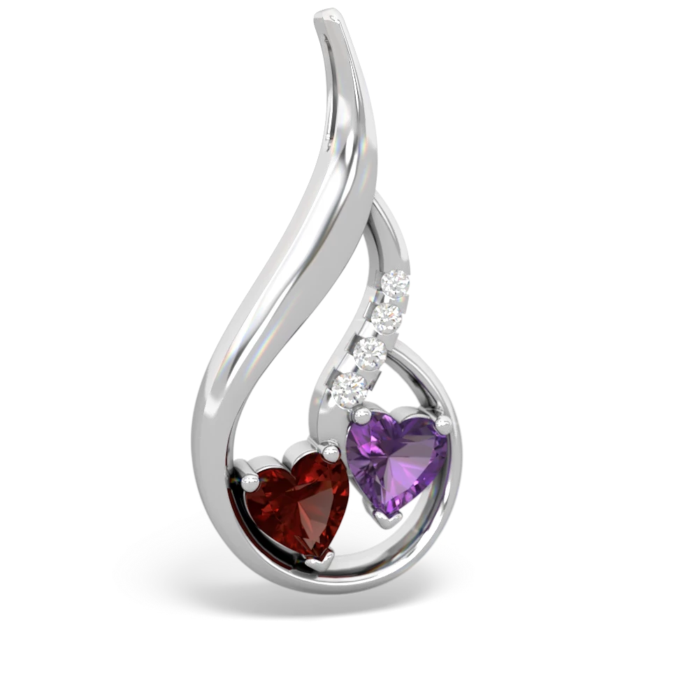 Garnet Keepsake Curves 14K White Gold pendant P5450