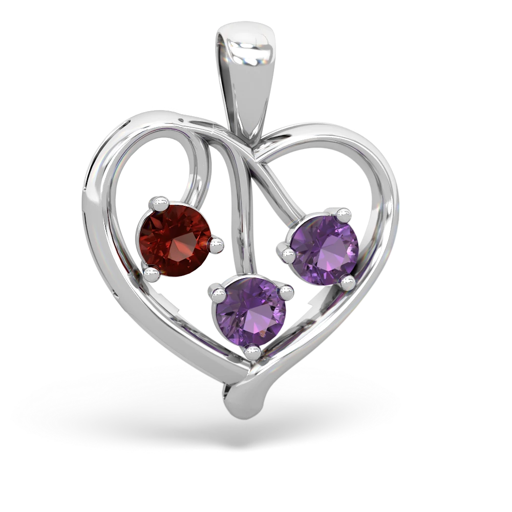 Garnet Glowing Heart 14K White Gold pendant P2233