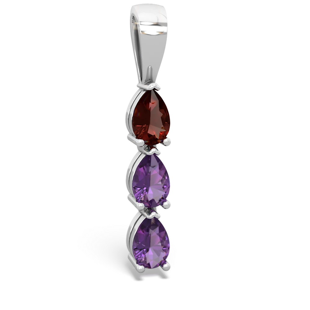 Garnet Dew Drops 14K White Gold pendant P2251