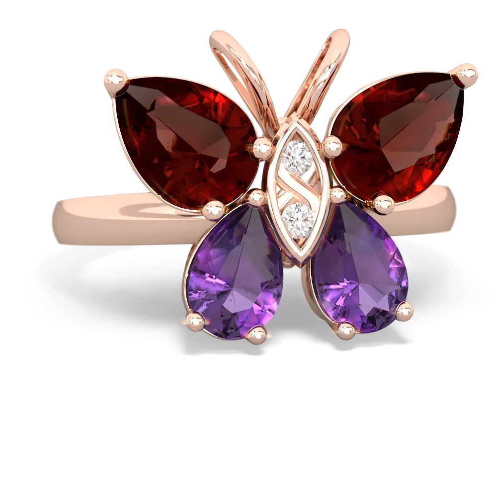 Garnet Butterfly 14K Rose Gold ring R2215