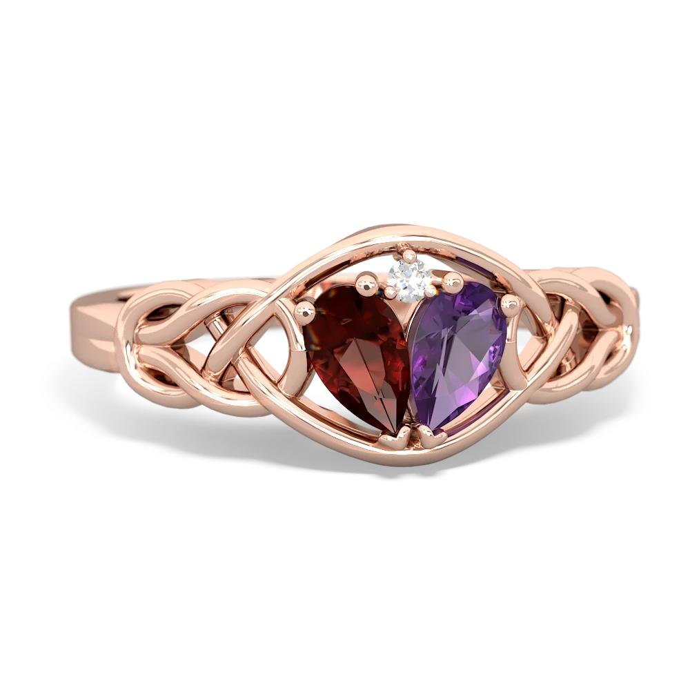 Garnet Celtic Love Knot 14K Rose Gold ring R5420