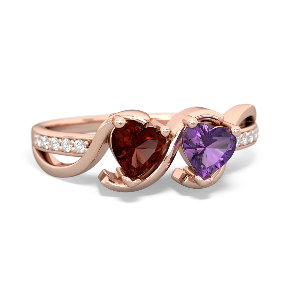 Garnet Side By Side 14K Rose Gold ring R3090