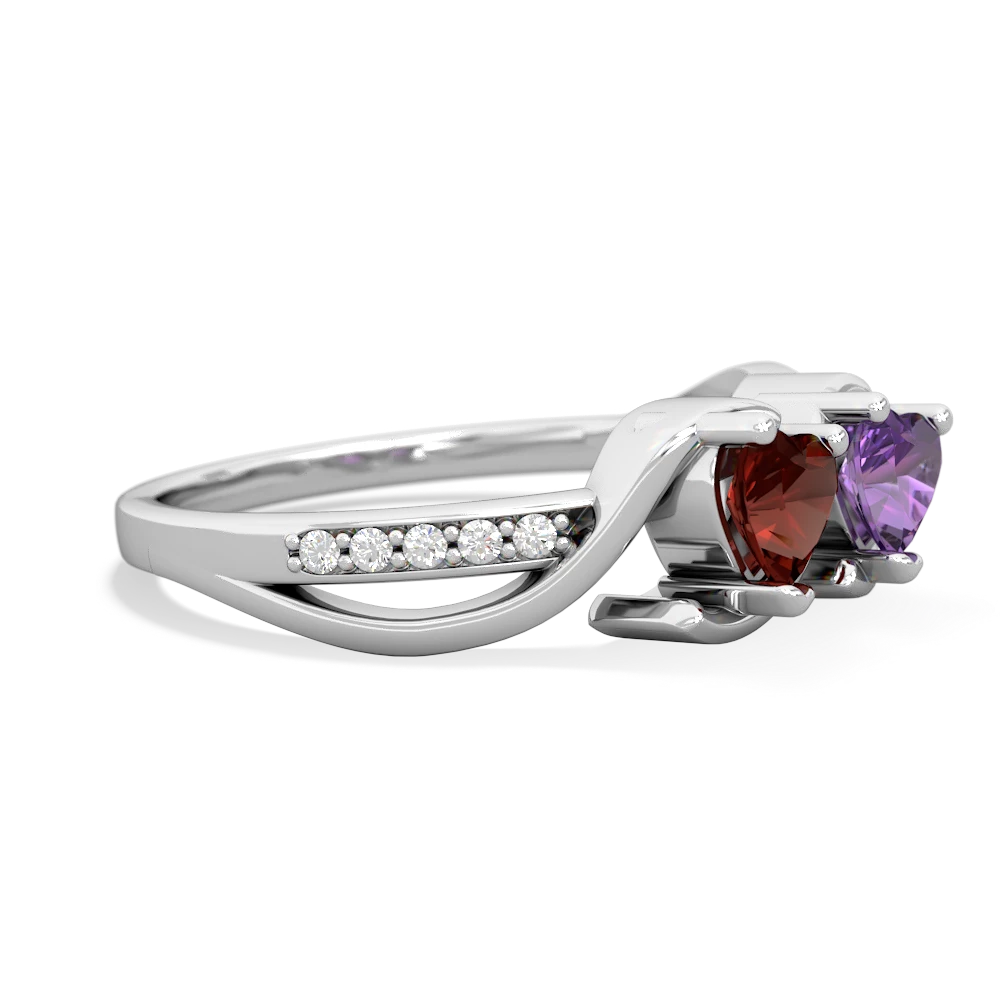 Garnet Side By Side 14K White Gold ring R3090