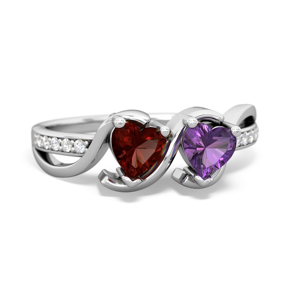 Garnet Side By Side 14K White Gold ring R3090