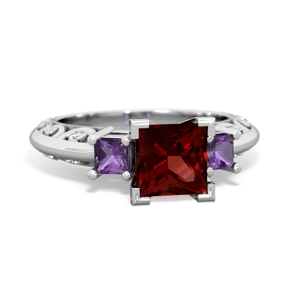 Garnet Eternal Embrace Engagement 14K White Gold ring C2001