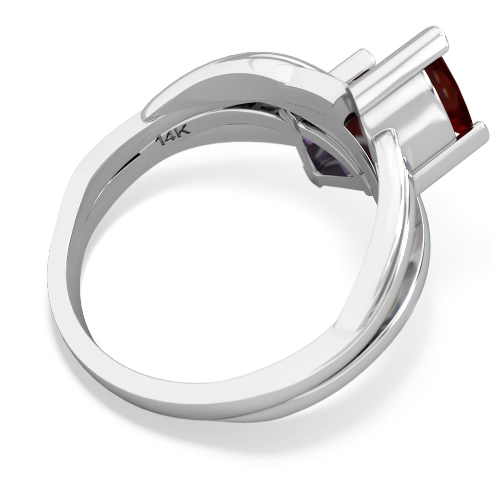 Garnet Split Band Swirl 14K White Gold ring R2341