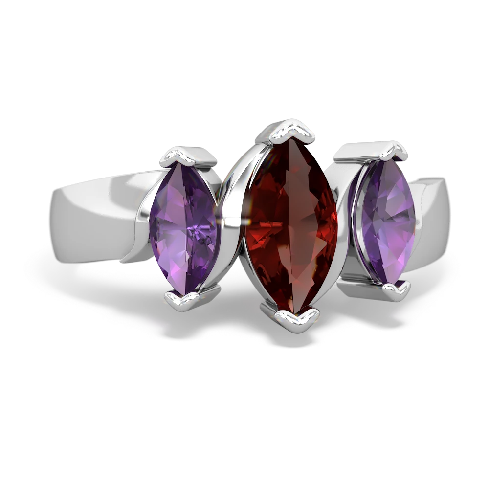 Garnet Three Peeks 14K White Gold ring R2433