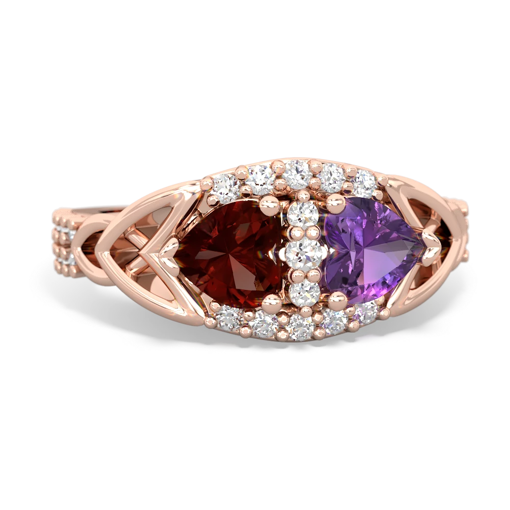 Garnet Sparkling Celtic Knot 14K Rose Gold ring R2645