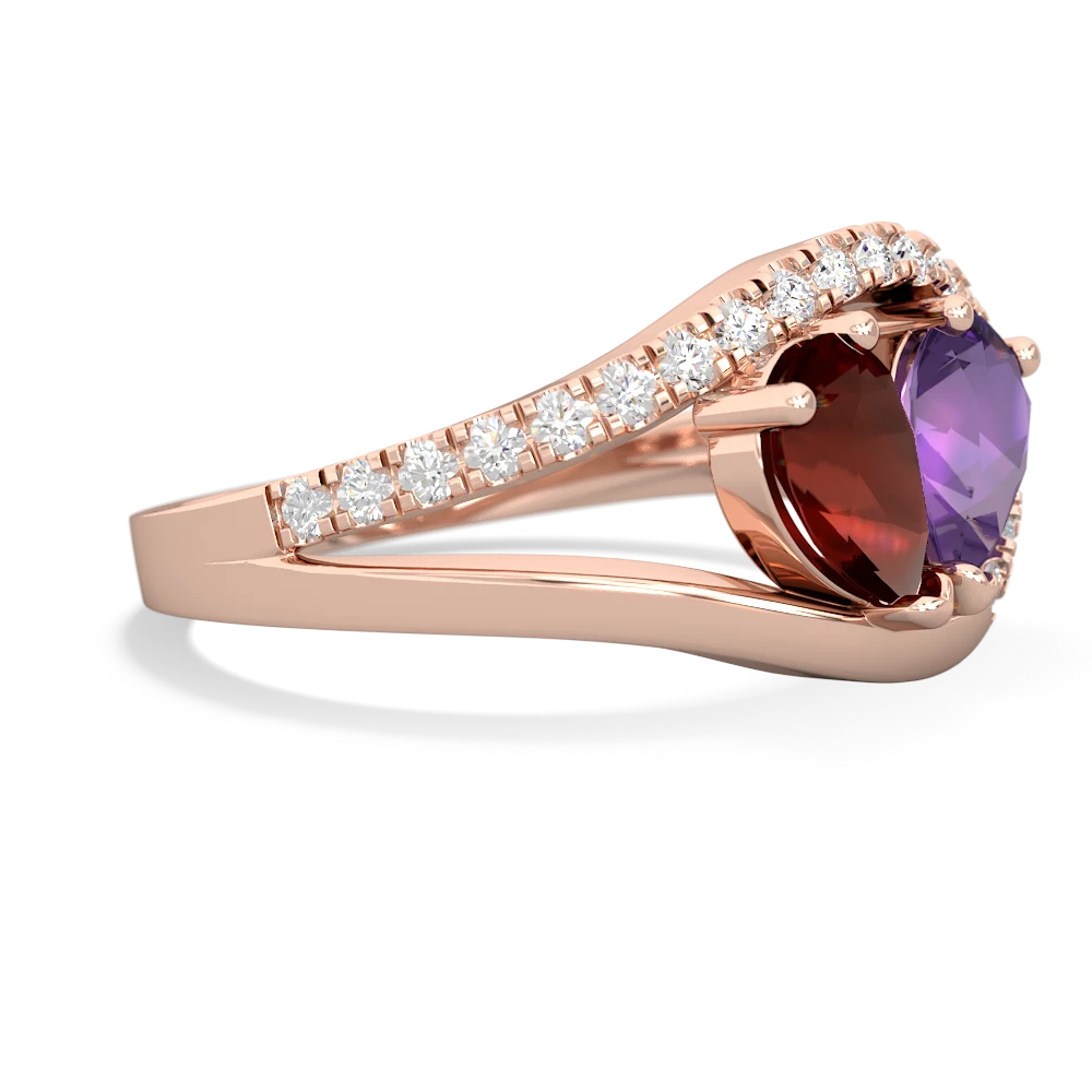 Garnet Nestled Heart Keepsake 14K Rose Gold ring R5650