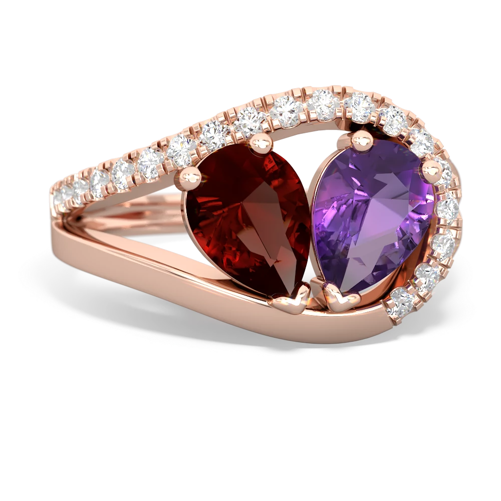 Garnet Nestled Heart Keepsake 14K Rose Gold ring R5650