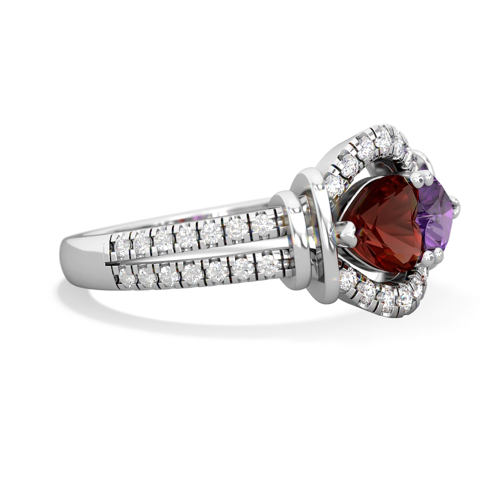 Garnet Art-Deco Keepsake 14K White Gold ring R5630