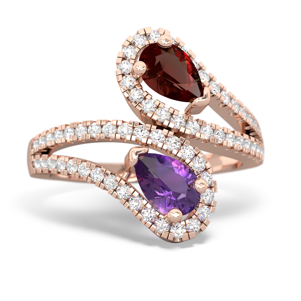 Garnet Diamond Dazzler 14K Rose Gold ring R3000