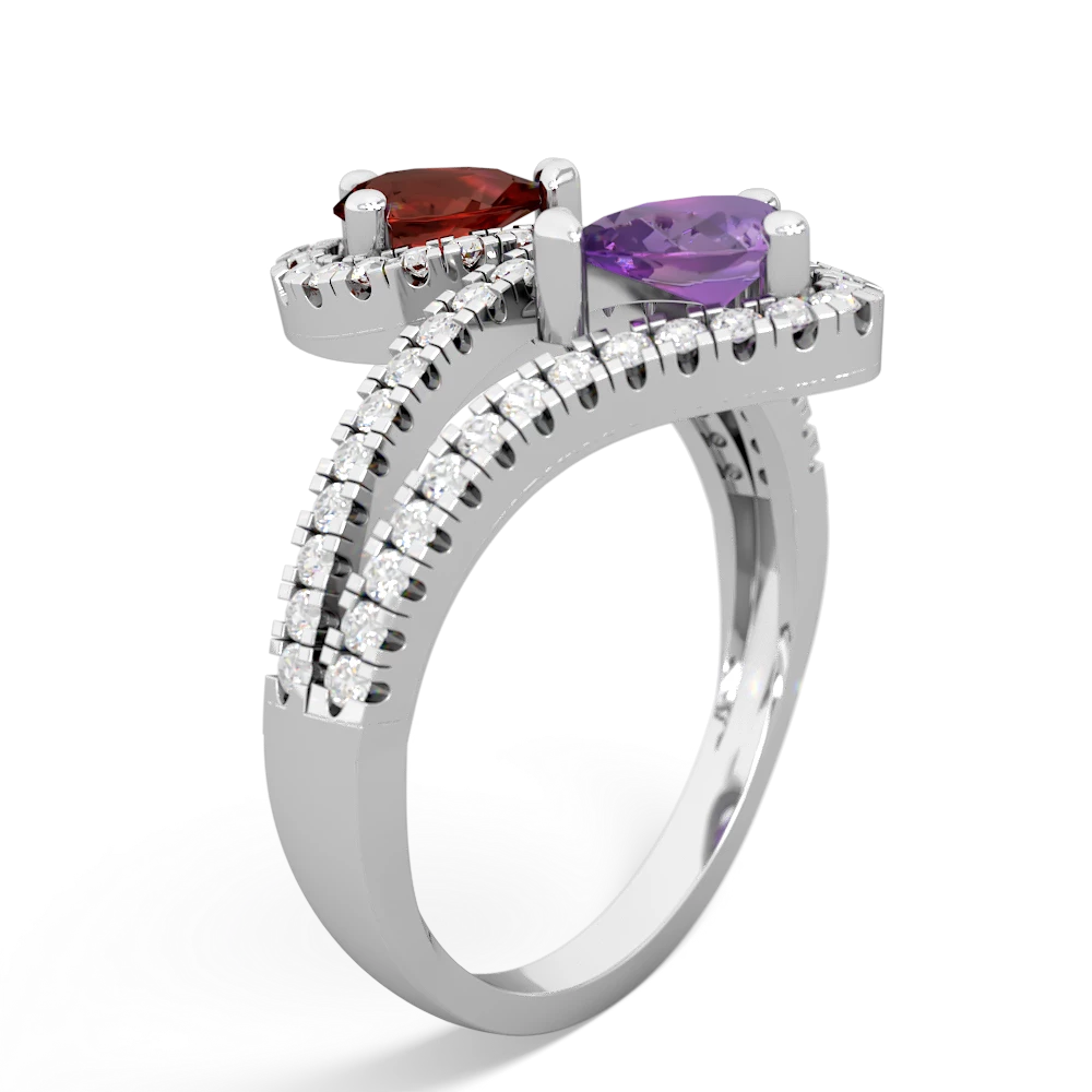 Garnet Diamond Dazzler 14K White Gold ring R3000