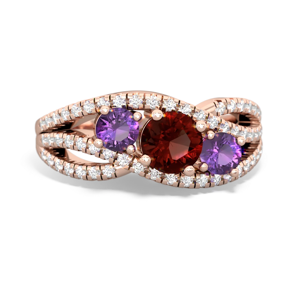 Garnet Three Stone Aurora 14K Rose Gold ring R3080