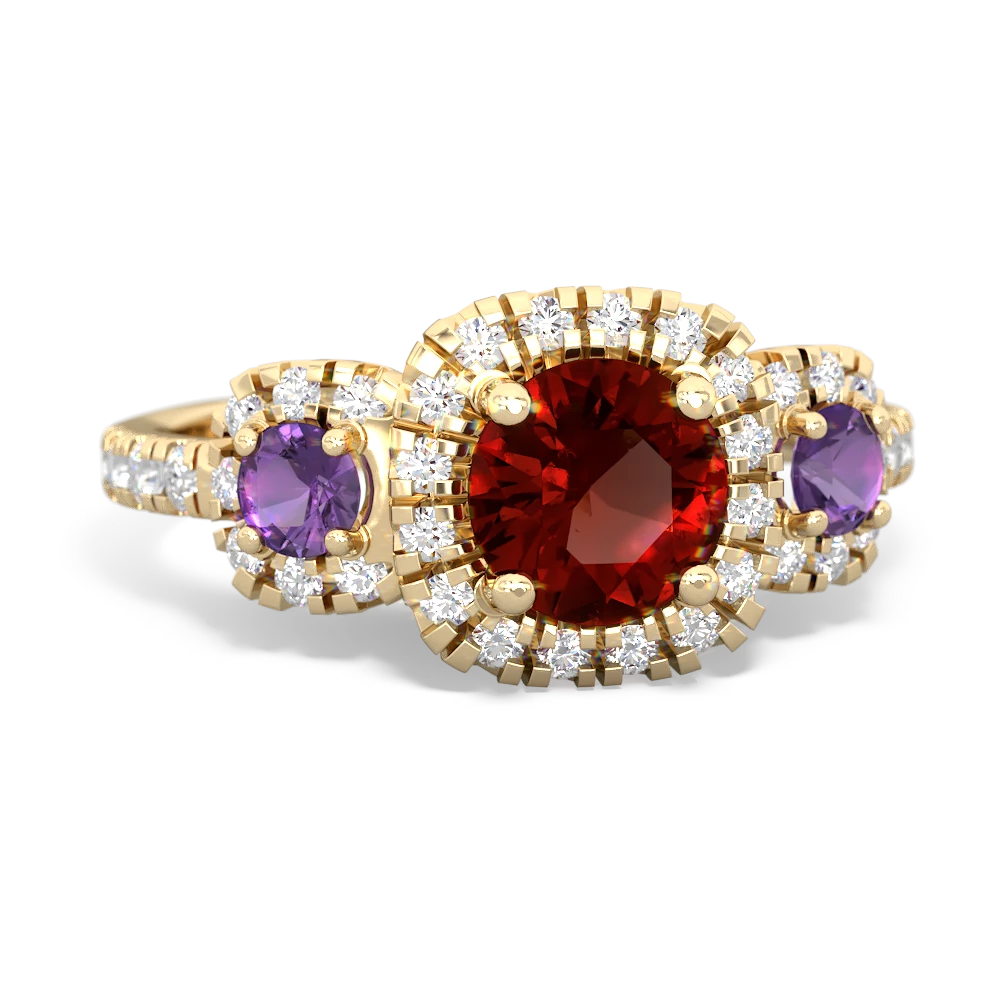 Garnet Regal Halo 14K Yellow Gold ring R5350