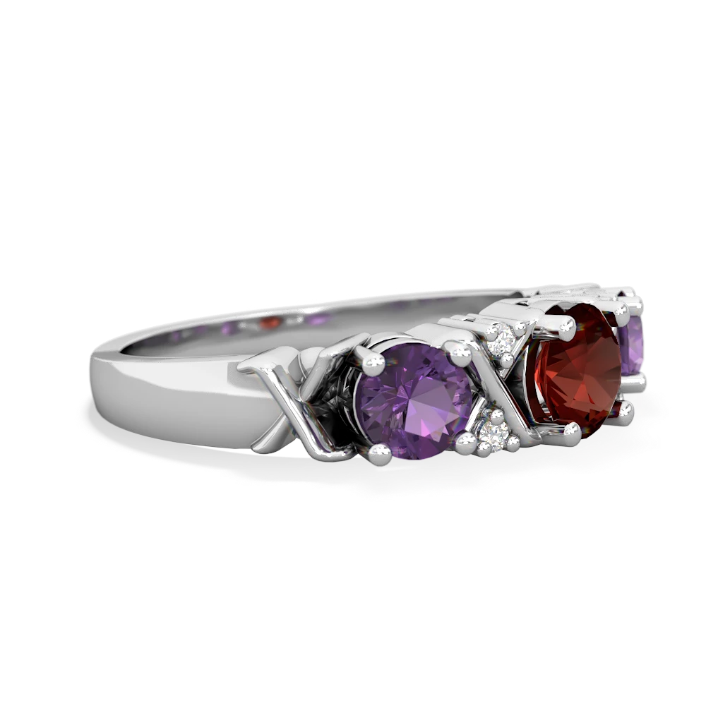 Garnet Hugs And Kisses 14K White Gold ring R5016