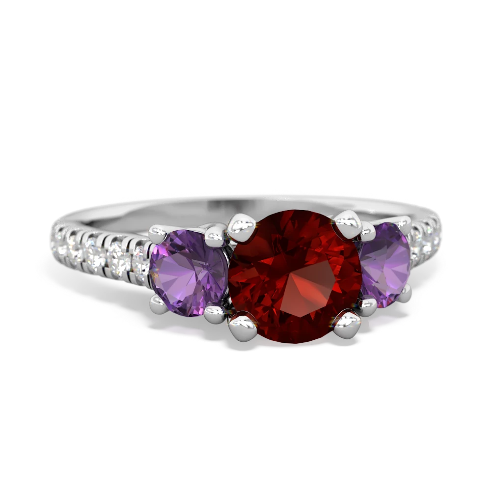 Garnet Pave Trellis 14K White Gold ring R5500