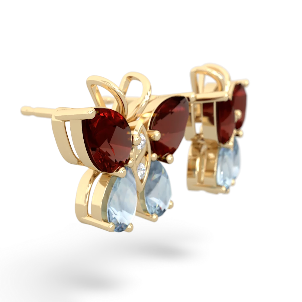 Garnet Butterfly 14K Yellow Gold earrings E2215