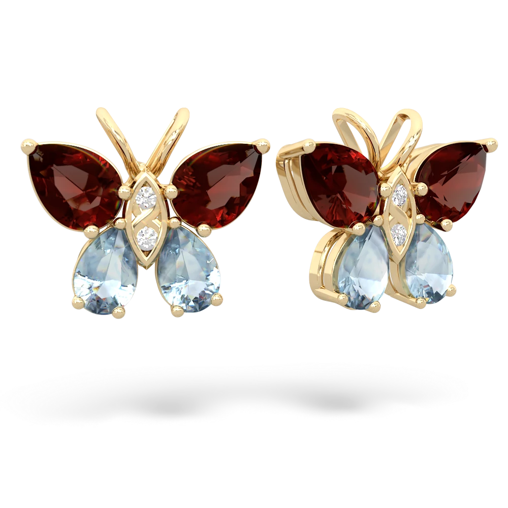 Garnet Butterfly 14K Yellow Gold earrings E2215