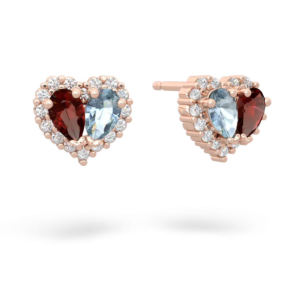 Garnet Halo 14K Rose Gold earrings E7008
