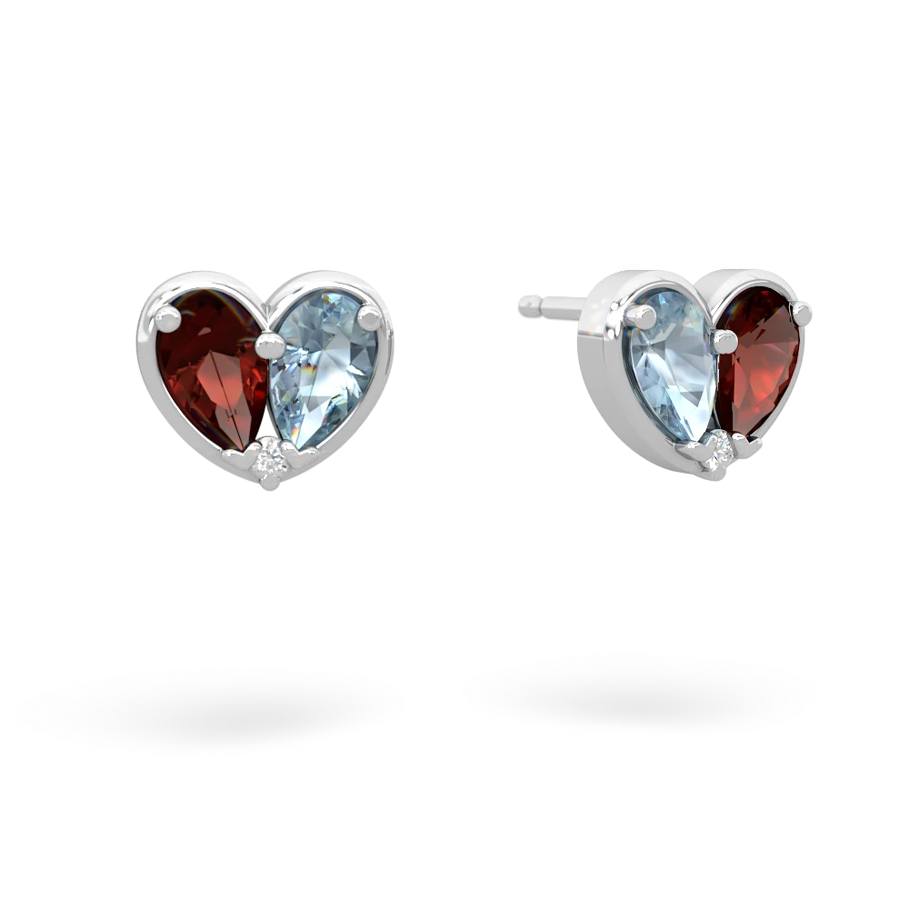 Garnet 'Our Heart' 14K White Gold earrings E5072