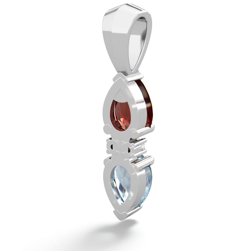 Garnet Bowtie Drop 14K White Gold pendant P0865