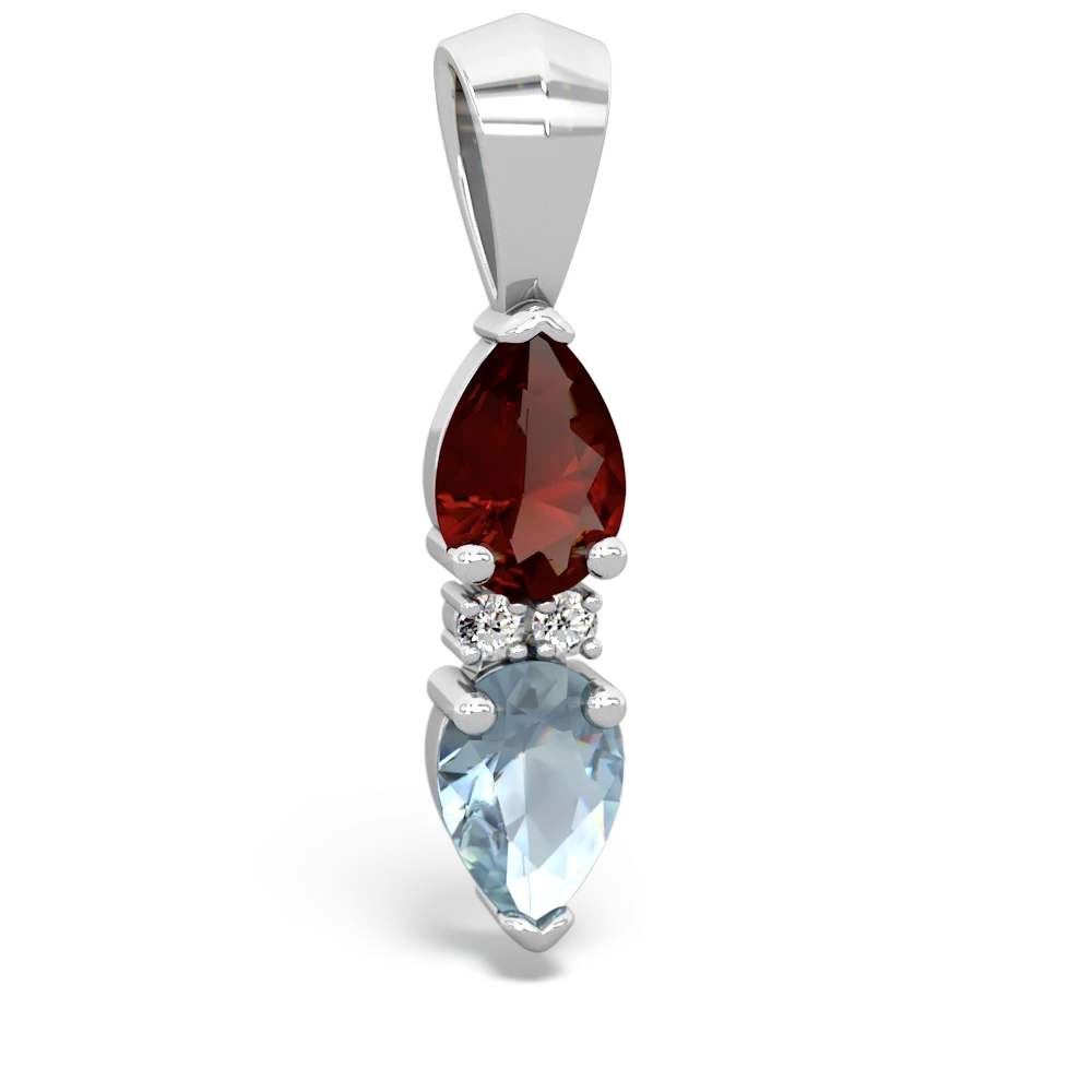Garnet Bowtie Drop 14K White Gold pendant P0865