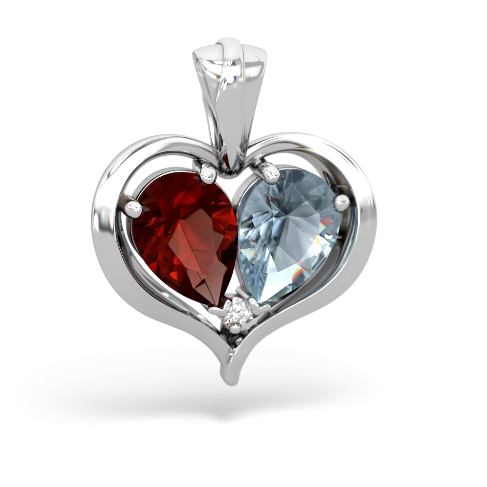 Garnet Two Become One 14K White Gold pendant P5330