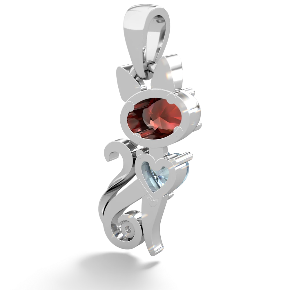 Garnet Kitten 14K White Gold pendant P5780