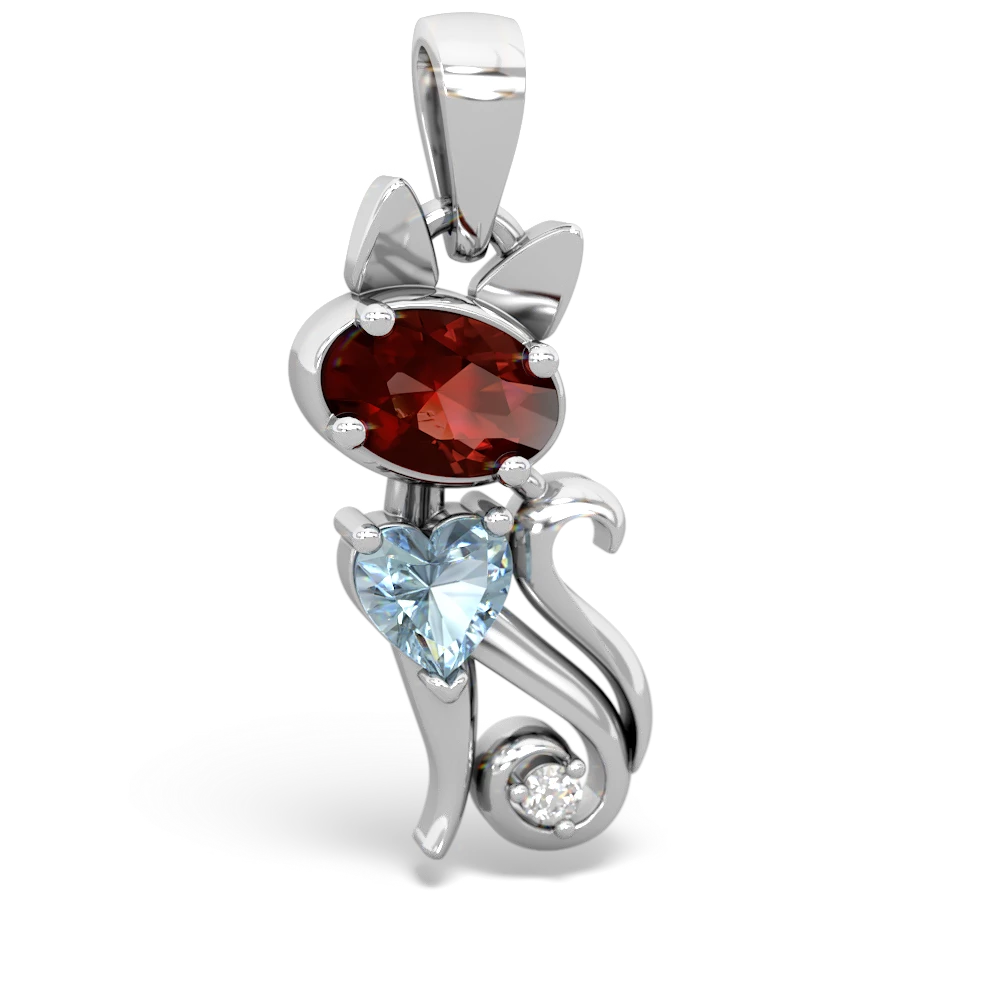 Garnet Kitten 14K White Gold pendant P5780