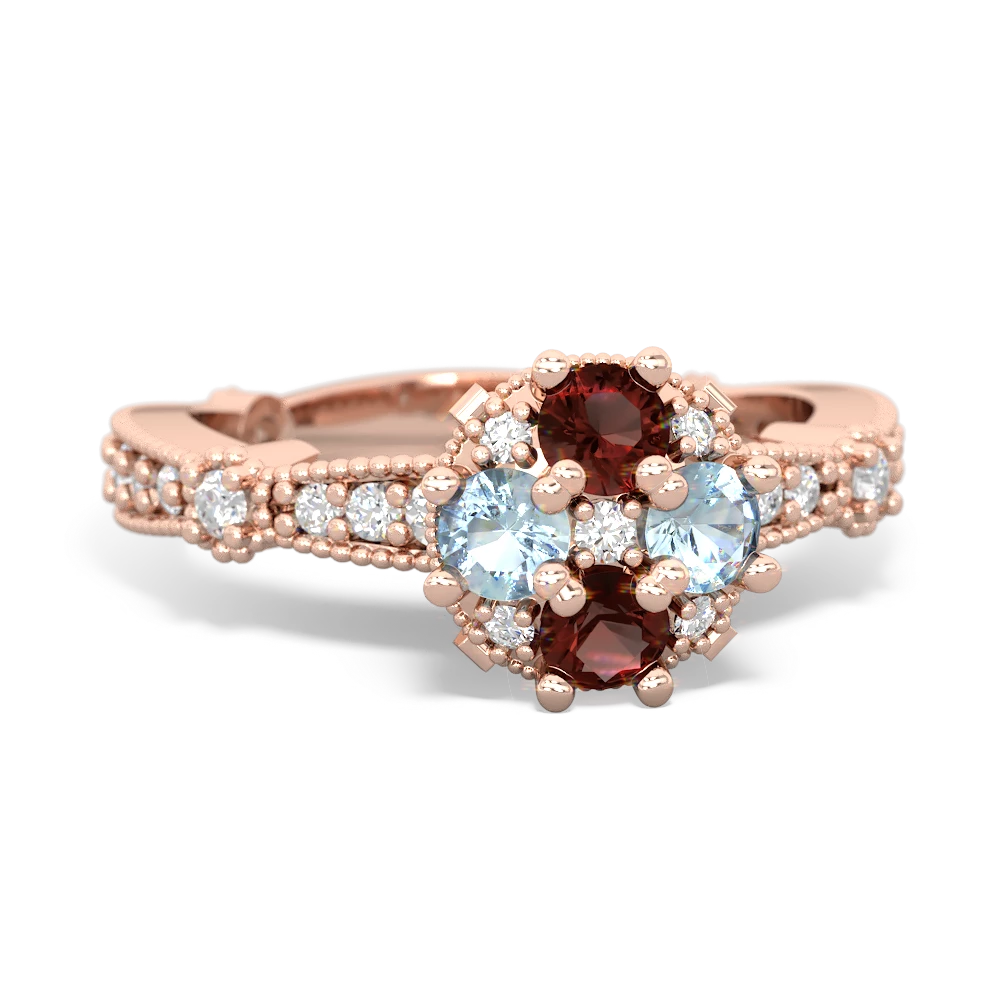 Garnet Sparkling Tiara Cluster 14K Rose Gold ring R26293RD