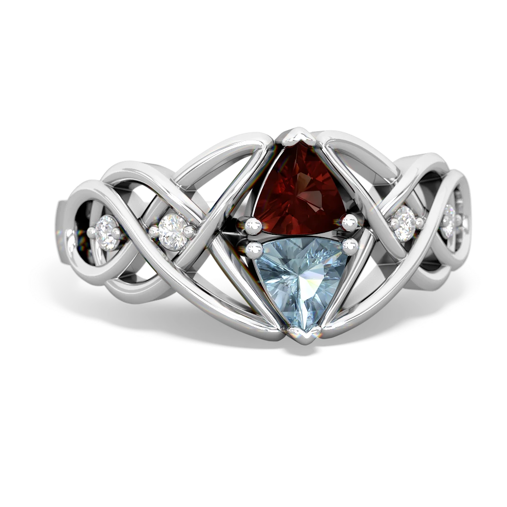 Garnet Keepsake Celtic Knot 14K White Gold ring R5300